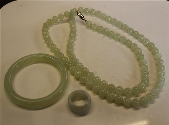 Jade bangle, necklace & ring